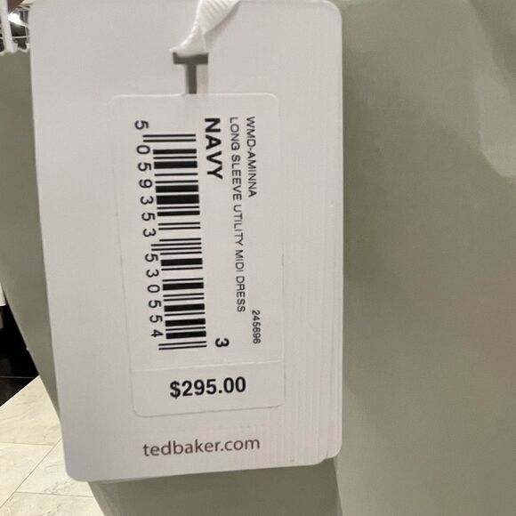 Ted Baker | NWT Aminna Long Sleeve Utility Midi Dress Size 3 in Navy Retail $298 - Picture 3 of 6
